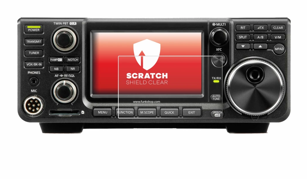Abbildung des Geräts Icom IC-7300 mit einer Vielzahl des Displayschutzes.