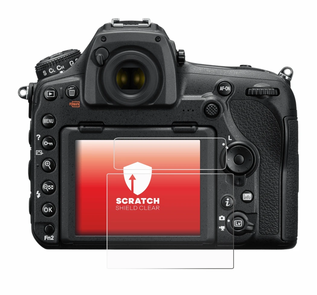 Abbildung des Geräts Nikon D850 mit einer Vielzahl des Displayschutzes.