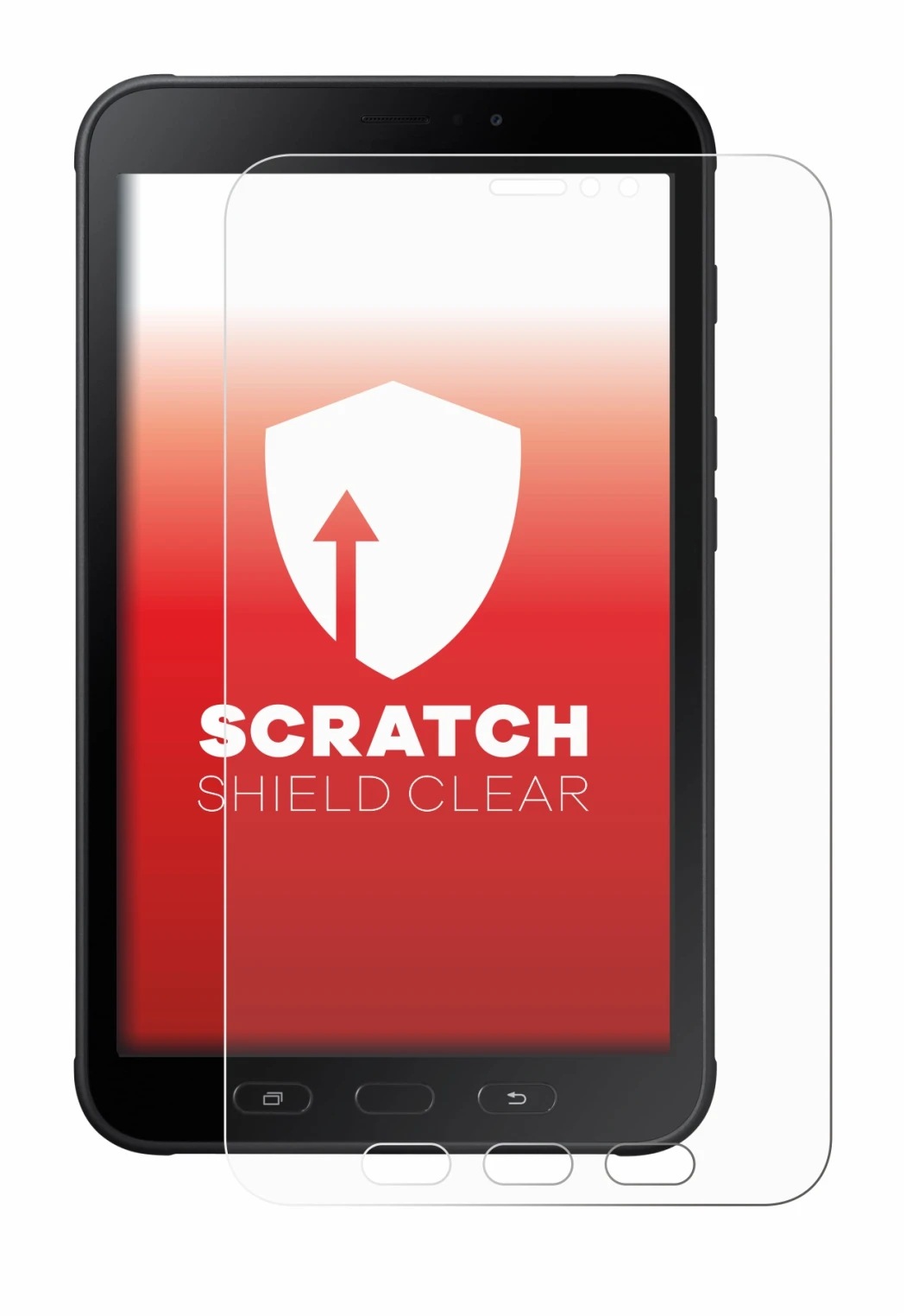Abbildung des Geräts Samsung Galaxy Tab Active 2 mit einer Vielzahl des Displayschutzes.