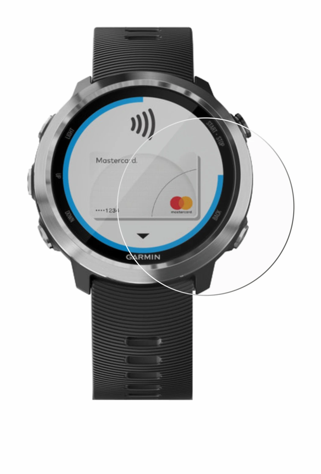 Abbildung des Geräts Garmin Forerunner 645 mit einer Vielzahl des Displayschutzes.