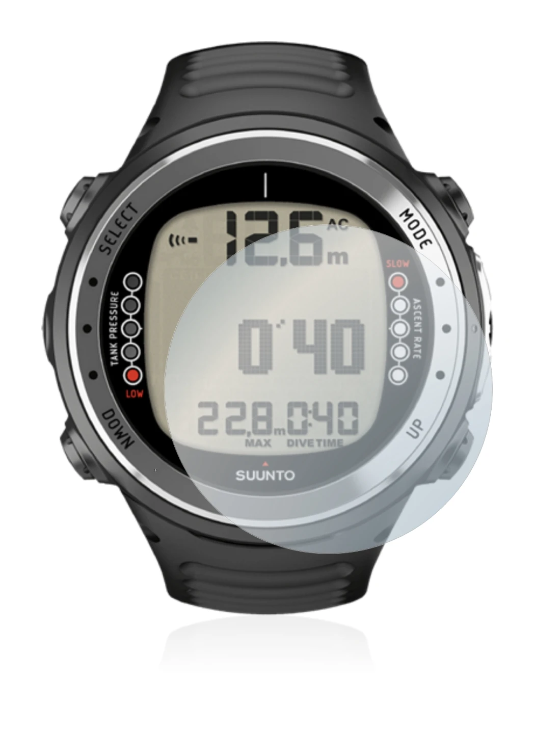 Abbildung des Geräts Suunto D4I mit einer Vielzahl des Displayschutzes.