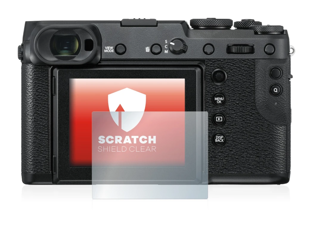 Abbildung des Geräts Fujifilm GFX 50R mit einer Vielzahl des Displayschutzes.
