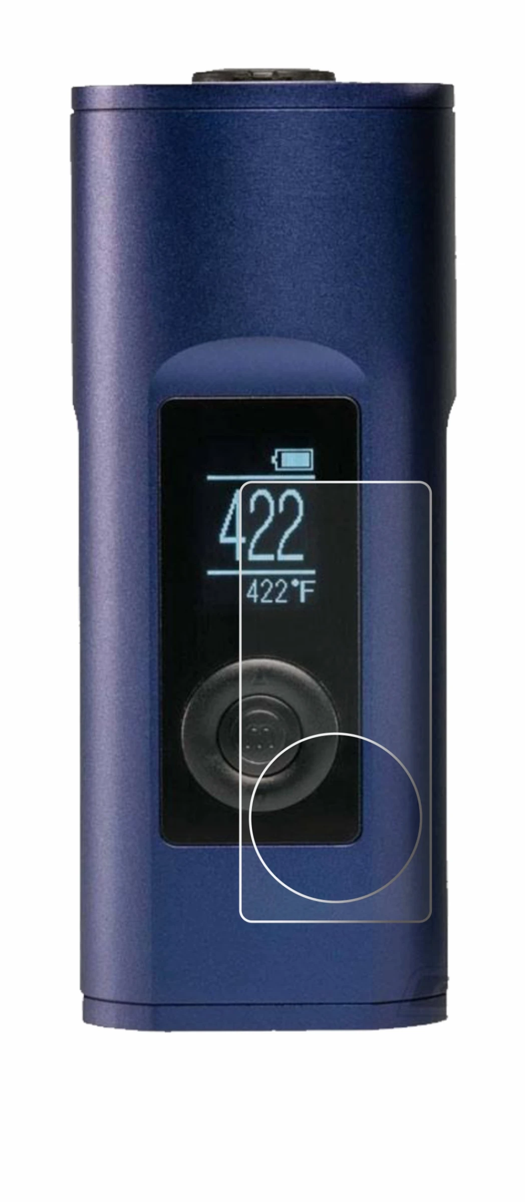 Abbildung des Geräts Arizer Solo 2 mit einer Vielzahl des Displayschutzes.