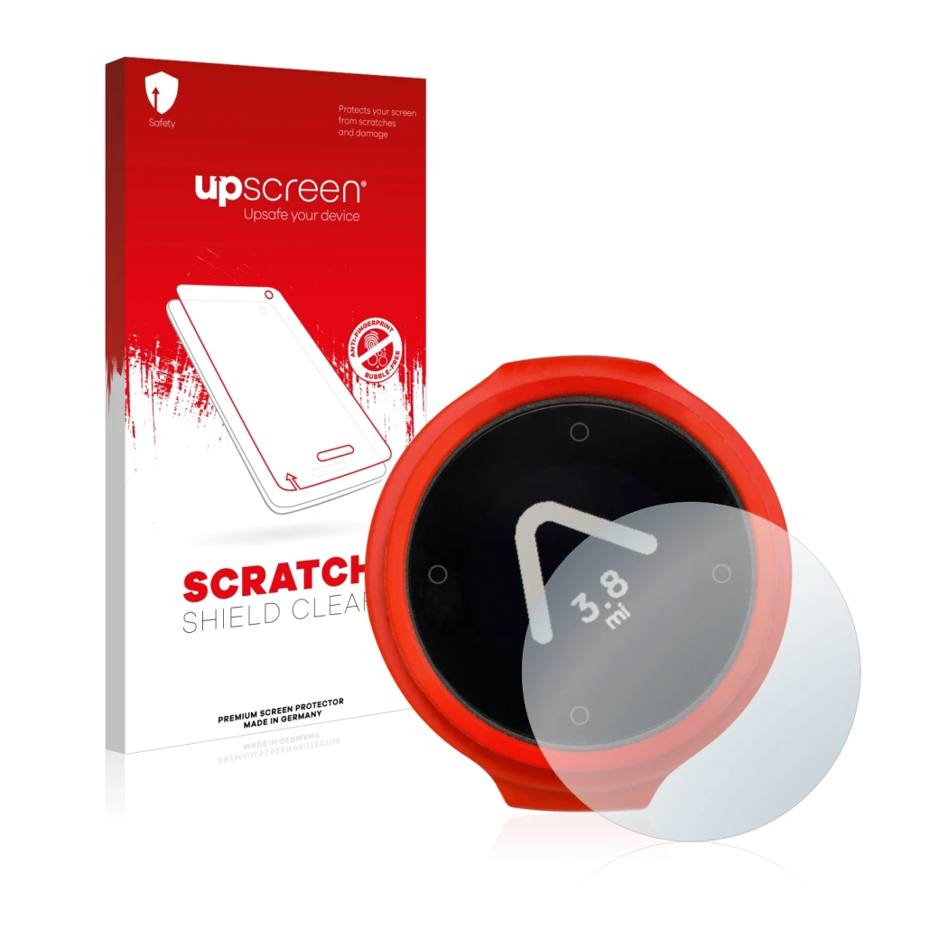 Vorderseite einer Produktverpackung mit dem Markenlogo upscreen. Daneben ist das Gerät Beeline Velo mit dem zugehörigen Displa