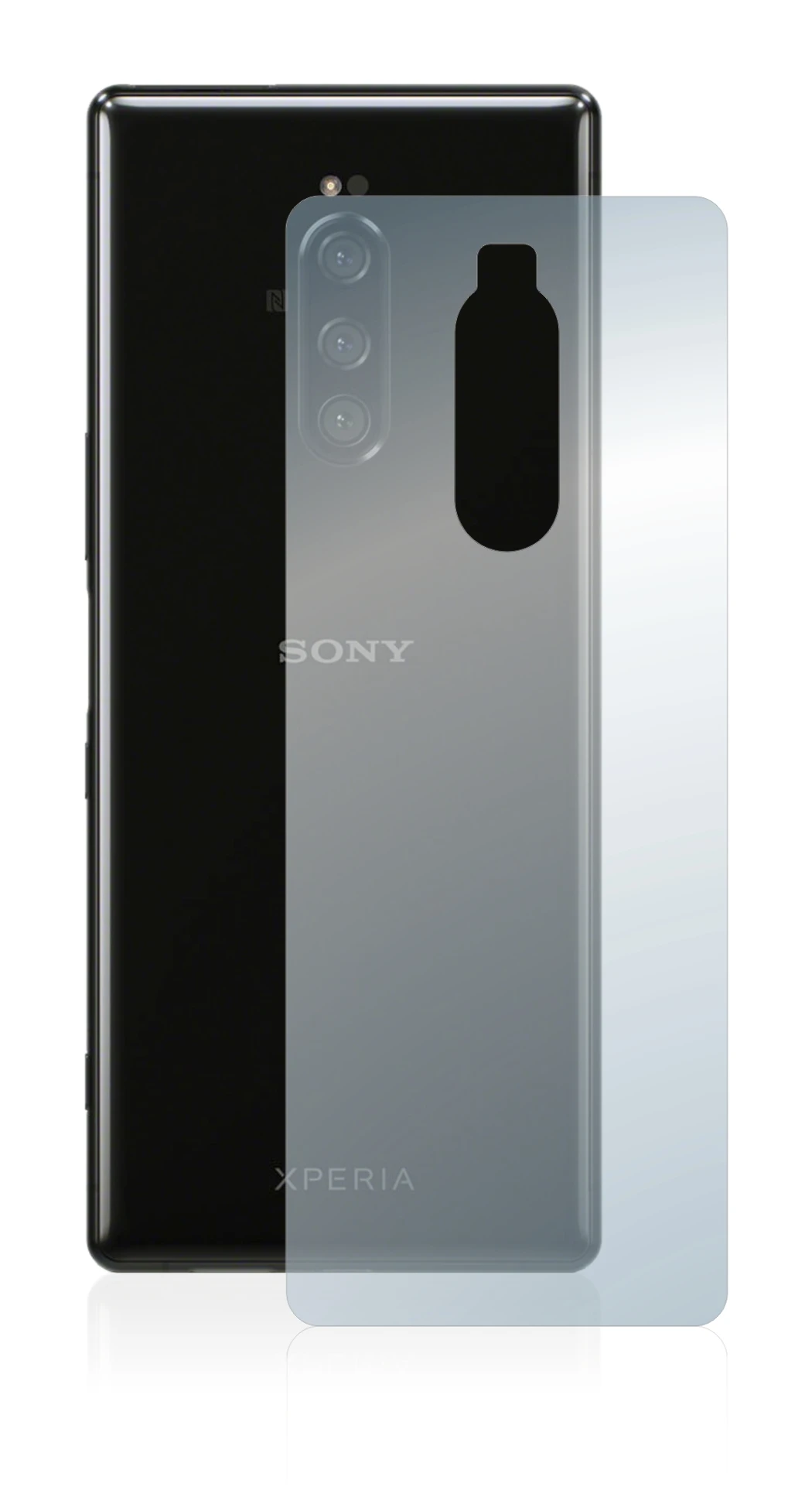Abbildung des Geräts Sony Xperia 1 (Rückseite) mit einer Vielzahl des Displayschutzes.