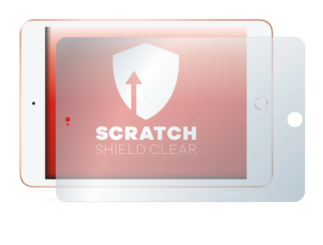 Abbildung des Geräts Apple iPad Mini 5 2019 (im Querformat, 5. Gen.) mit einer Vielzahl des Displayschutzes.