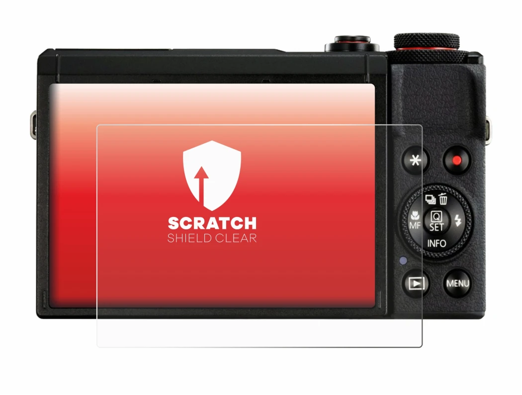 Abbildung des Geräts Canon PowerShot G7 X Mark III mit einer Vielzahl des Displayschutzes.