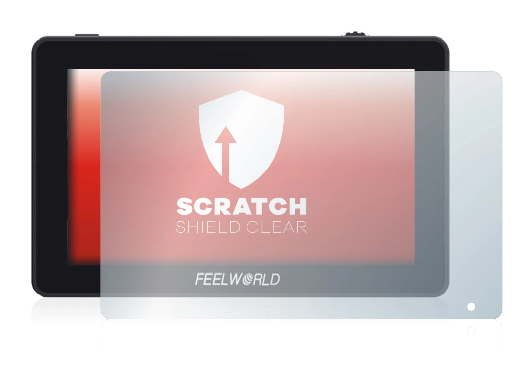 Abbildung des Geräts Feelworld F6 Plus mit einer Vielzahl des Displayschutzes.