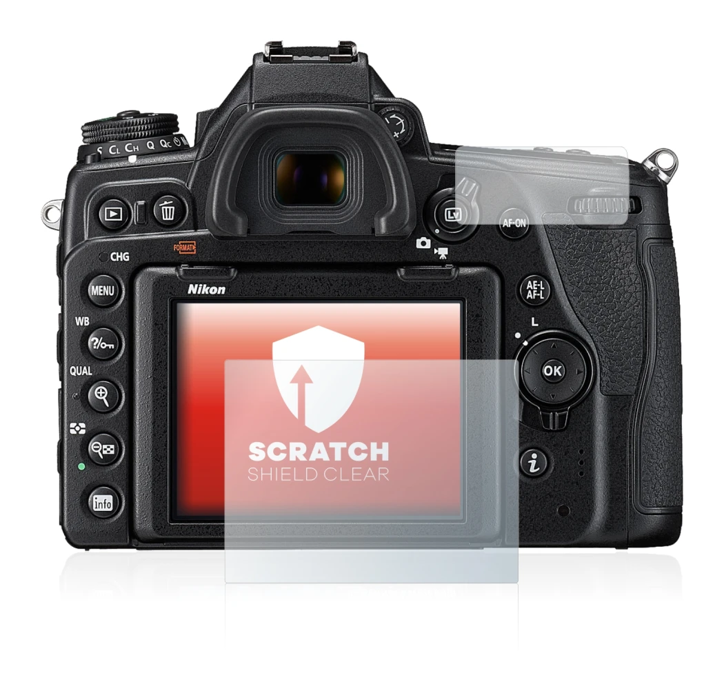Abbildung des Geräts Nikon D780 mit einer Vielzahl des Displayschutzes.