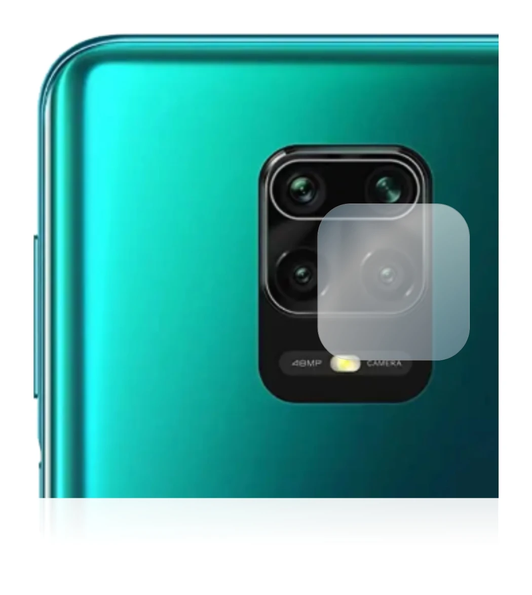 Abbildung des Geräts Xiaomi Redmi Note 9S (NUR Kameraschutz) mit einer Vielzahl des Displayschutzes.