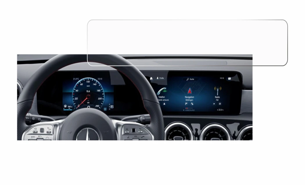 Abbildung des Geräts Mercedes-Benz GLA 2020 Display Widescreen-Version mit einer Vielzahl des Displayschutzes.