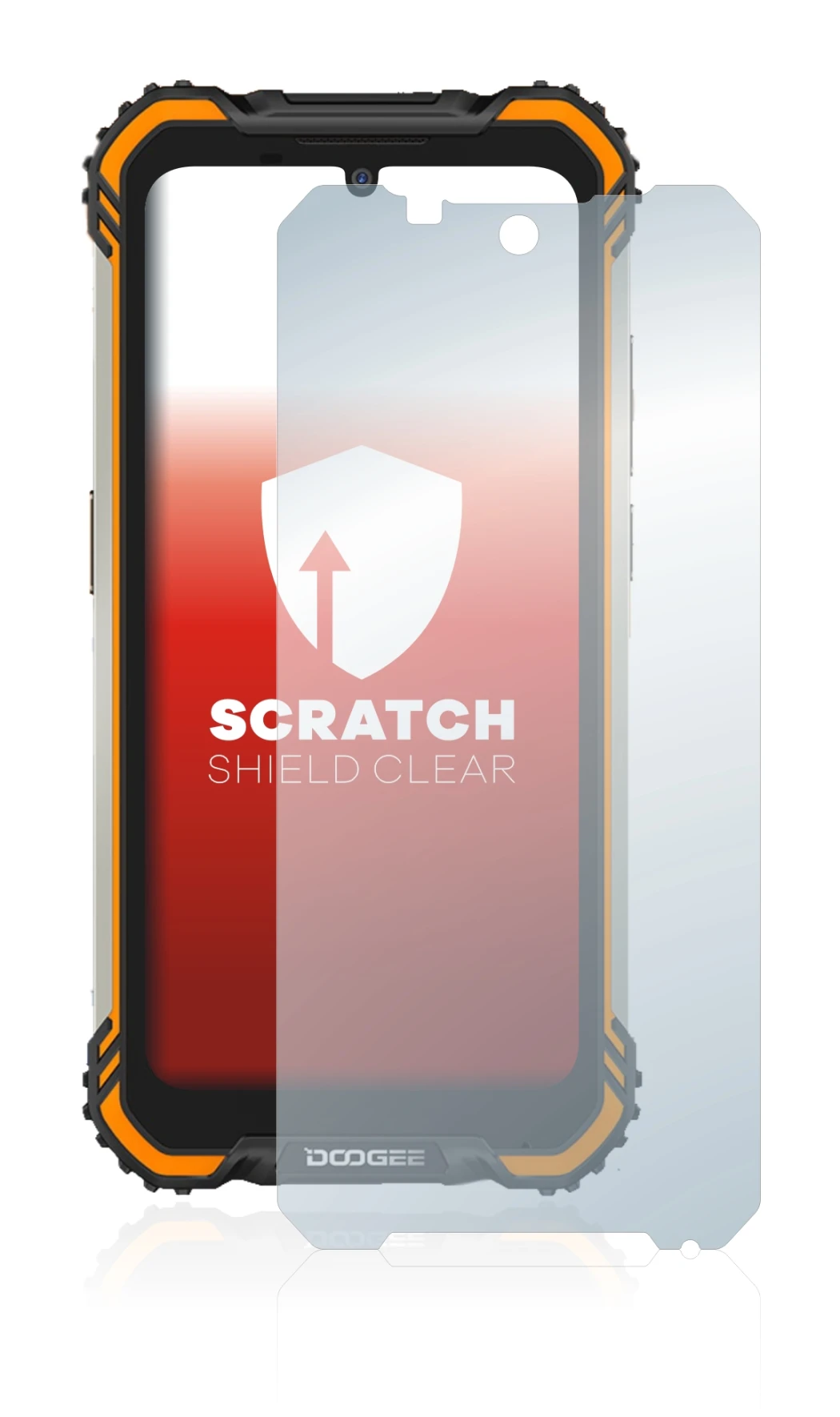 Abbildung des Geräts Doogee S58 Pro mit einer Vielzahl des Displayschutzes.