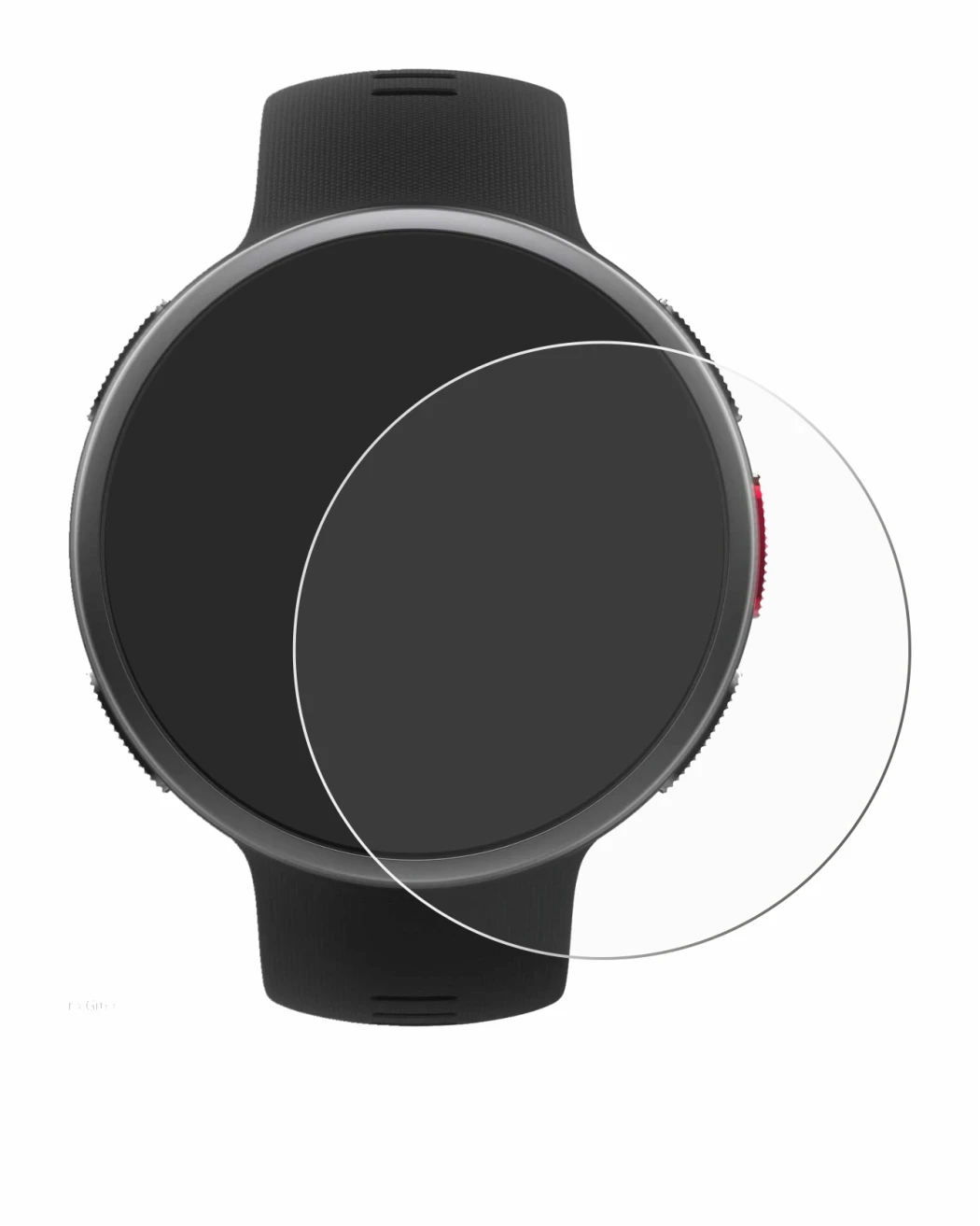 Abbildung des Geräts Polar Vantage V2 mit einer Vielzahl des Displayschutzes.