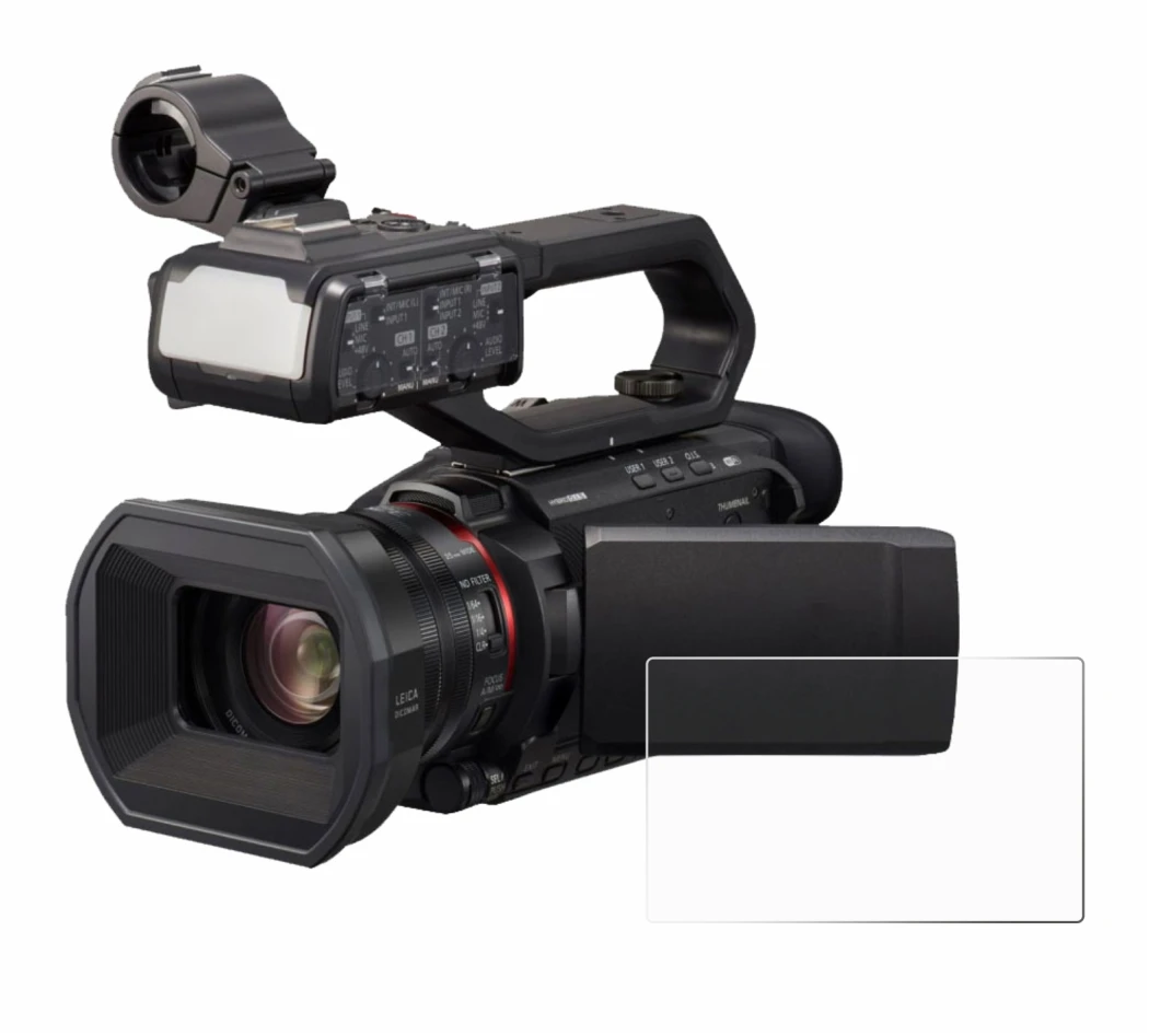 Abbildung des Geräts Panasonic HC-X2000 mit einer Vielzahl des Displayschutzes.