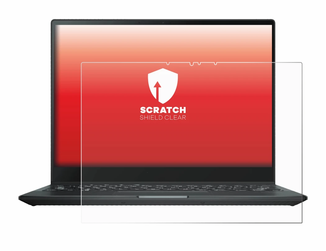 Abbildung des Geräts ASUS Rog Flow X13 2022 mit einer Vielzahl des Displayschutzes.