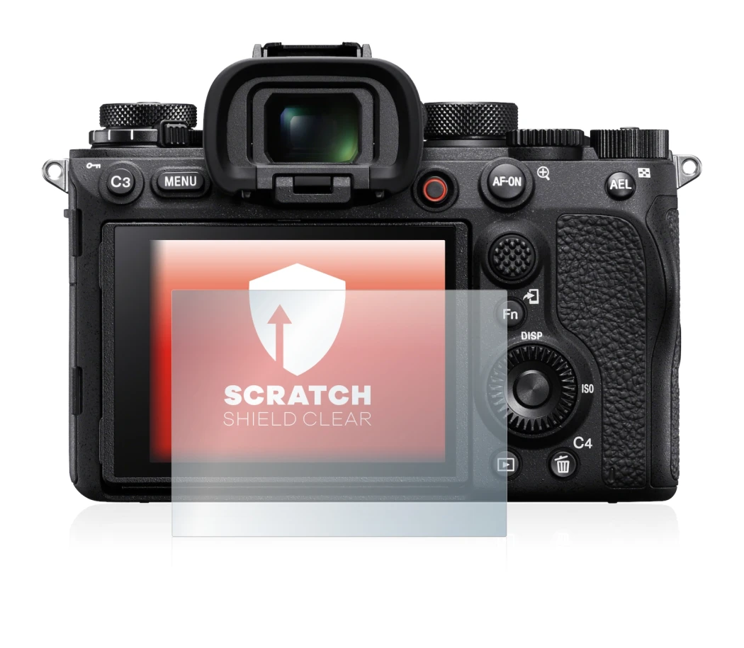 Abbildung des Geräts Sony Alpha 1 mit einer Vielzahl des Displayschutzes.