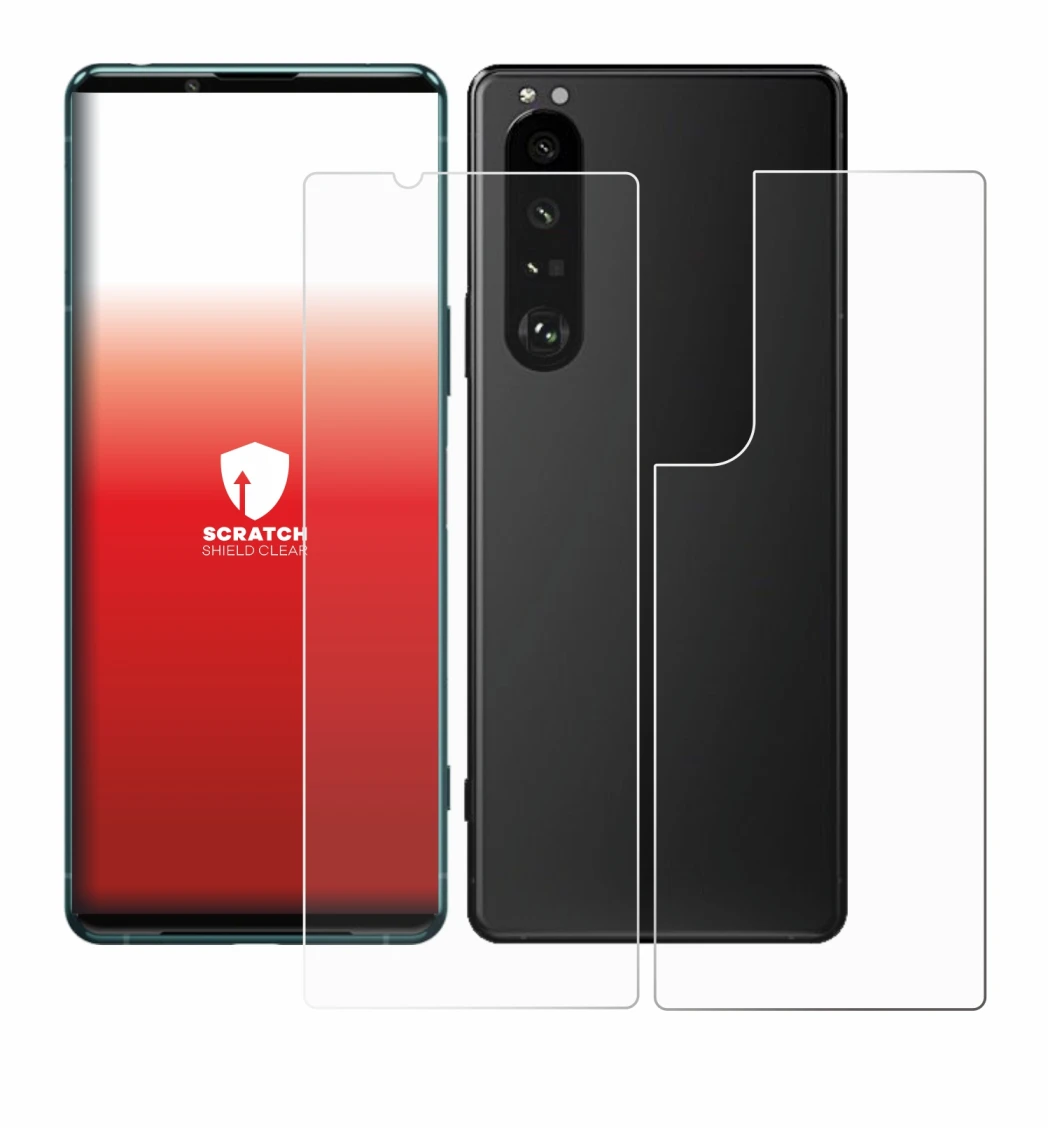 Abbildung des Geräts Sony Xperia 5 III (Display+Rückseite) mit einer Vielzahl des Displayschutzes.