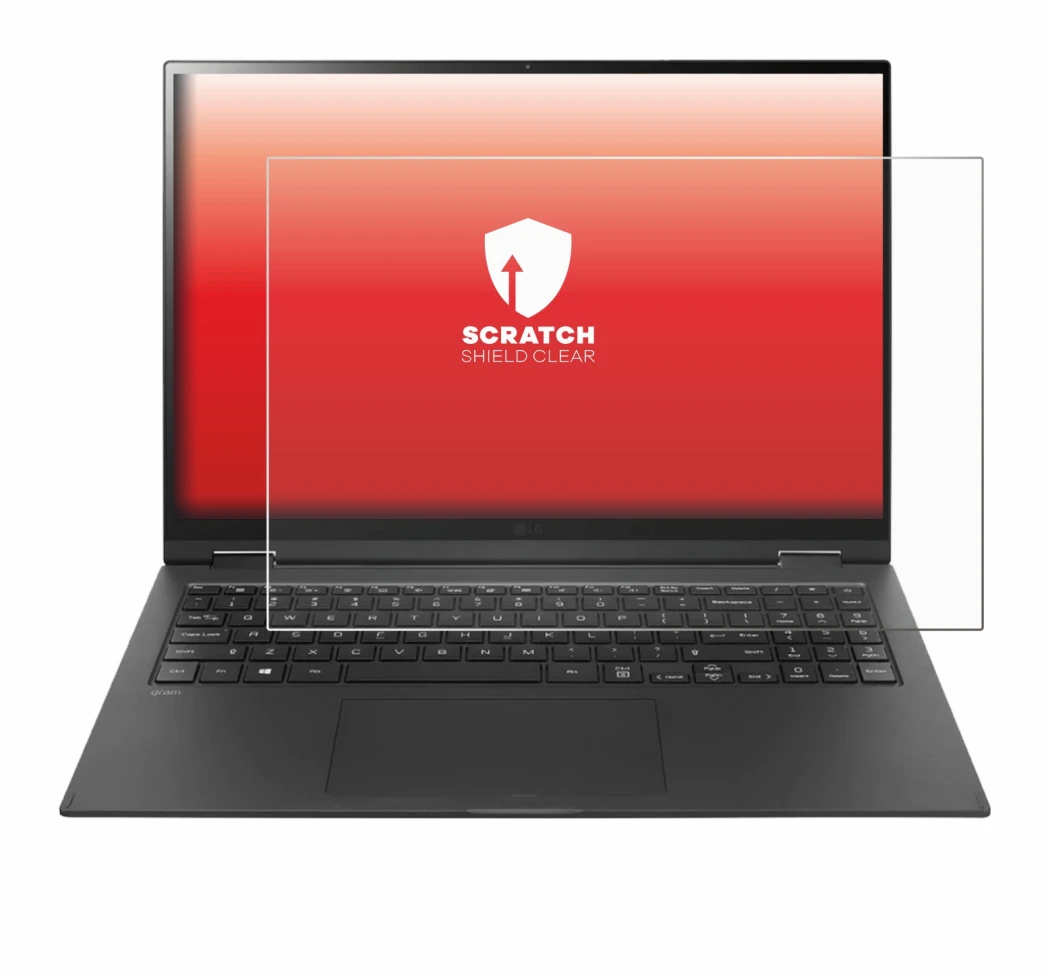 Abbildung des Geräts LG gram 16'' 2-in-1 Touch mit einer Vielzahl des Displayschutzes.
