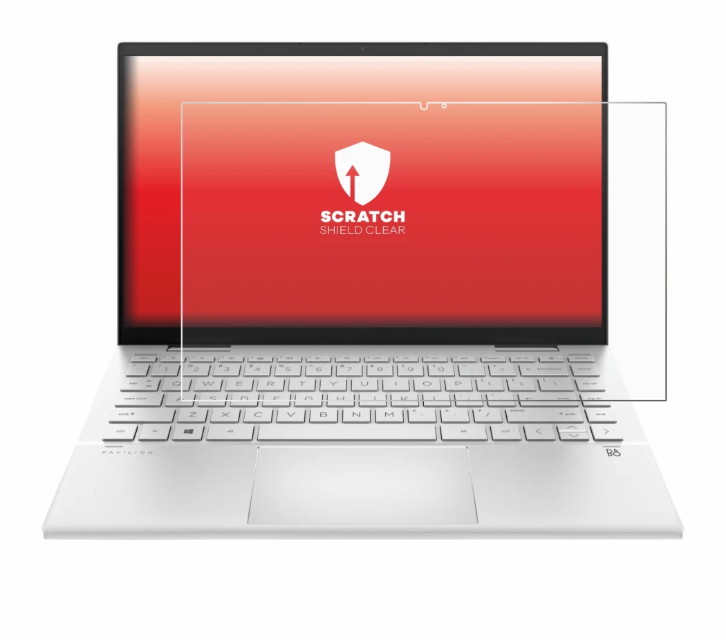 Abbildung des Geräts HP Pavilion x360 (14-dyX) mit einer Vielzahl des Displayschutzes.