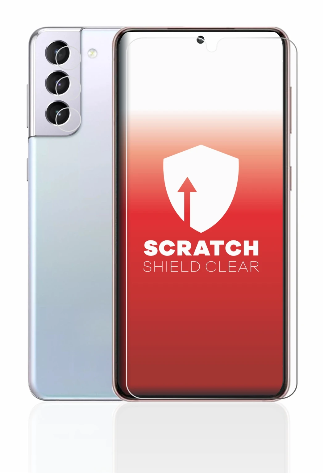 Abbildung des Geräts Samsung Galaxy S21 5G (Display+Kamera) mit einer Vielzahl des Displayschutzes.