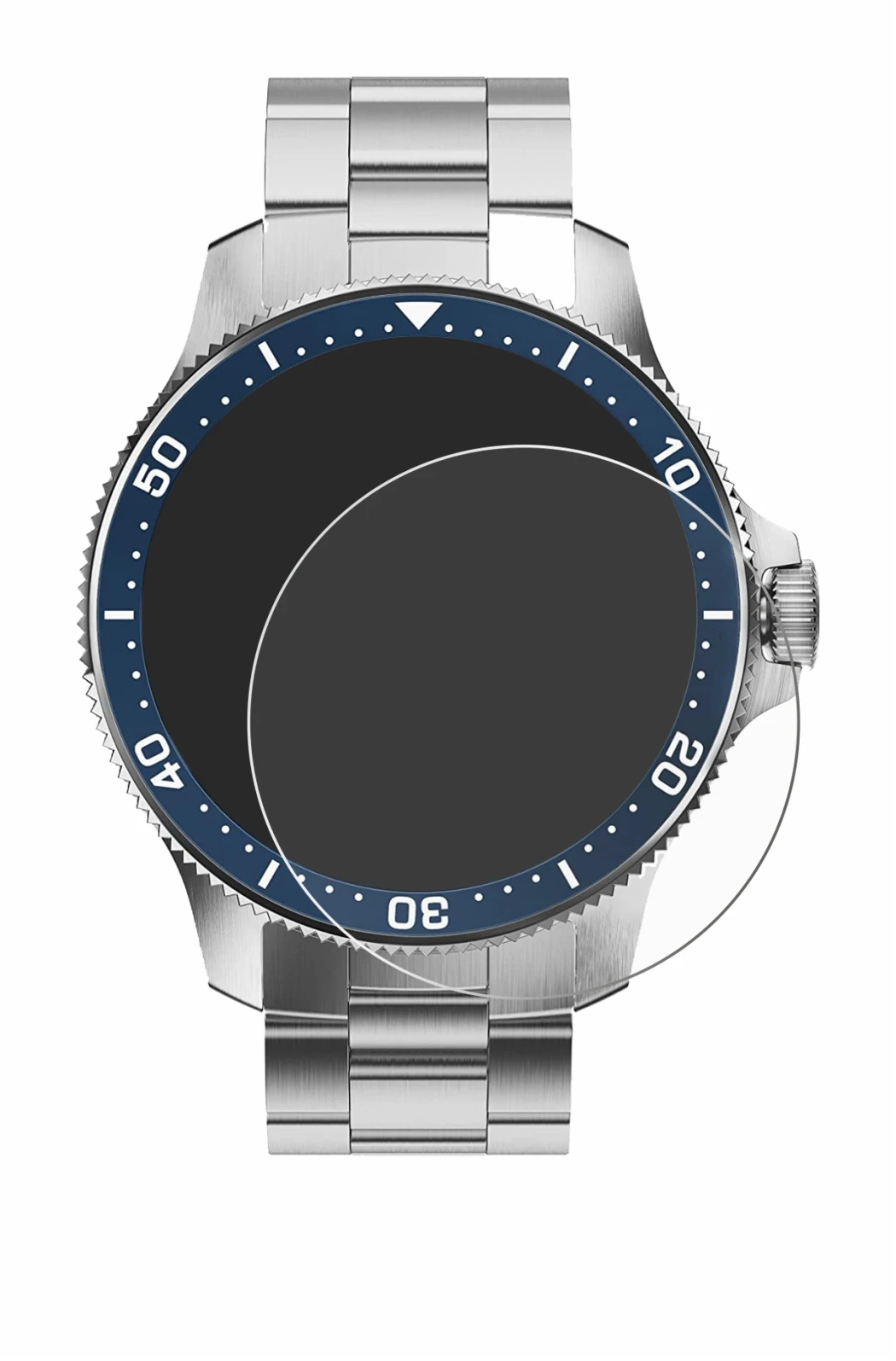 Abbildung des Geräts Withings ScanWatch Horizon (43 mm) mit einer Vielzahl des Displayschutzes.