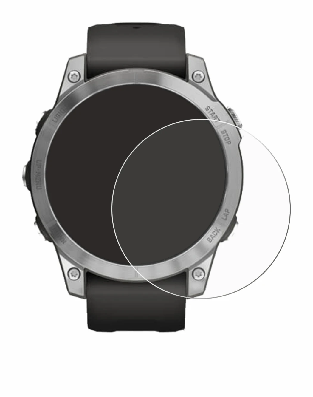 Abbildung des Geräts Garmin Fenix 7 (47 mm) mit einer Vielzahl des Displayschutzes.