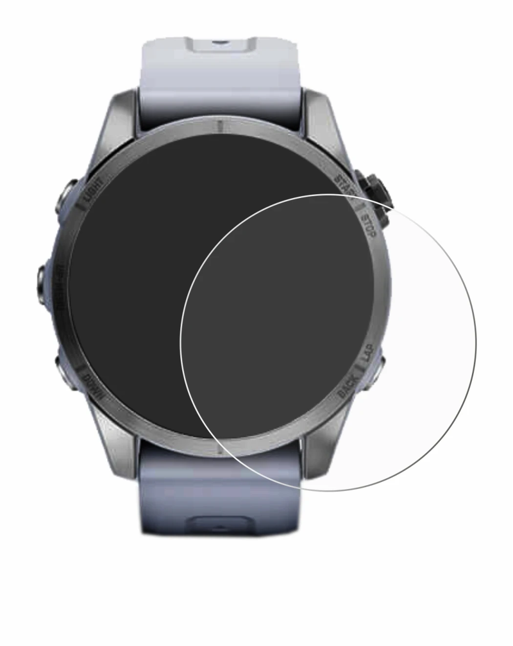 Abbildung des Geräts Garmin Fenix 7S (42 mm) mit einer Vielzahl des Displayschutzes.