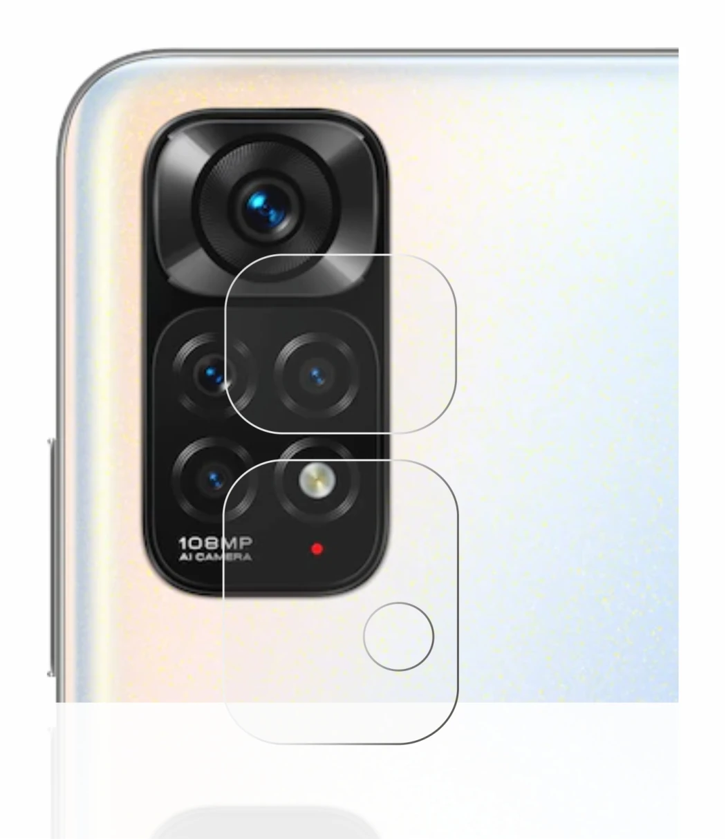 Abbildung des Geräts Xiaomi Redmi Note 11S (NUR Kameraschutz) mit einer Vielzahl des Displayschutzes.