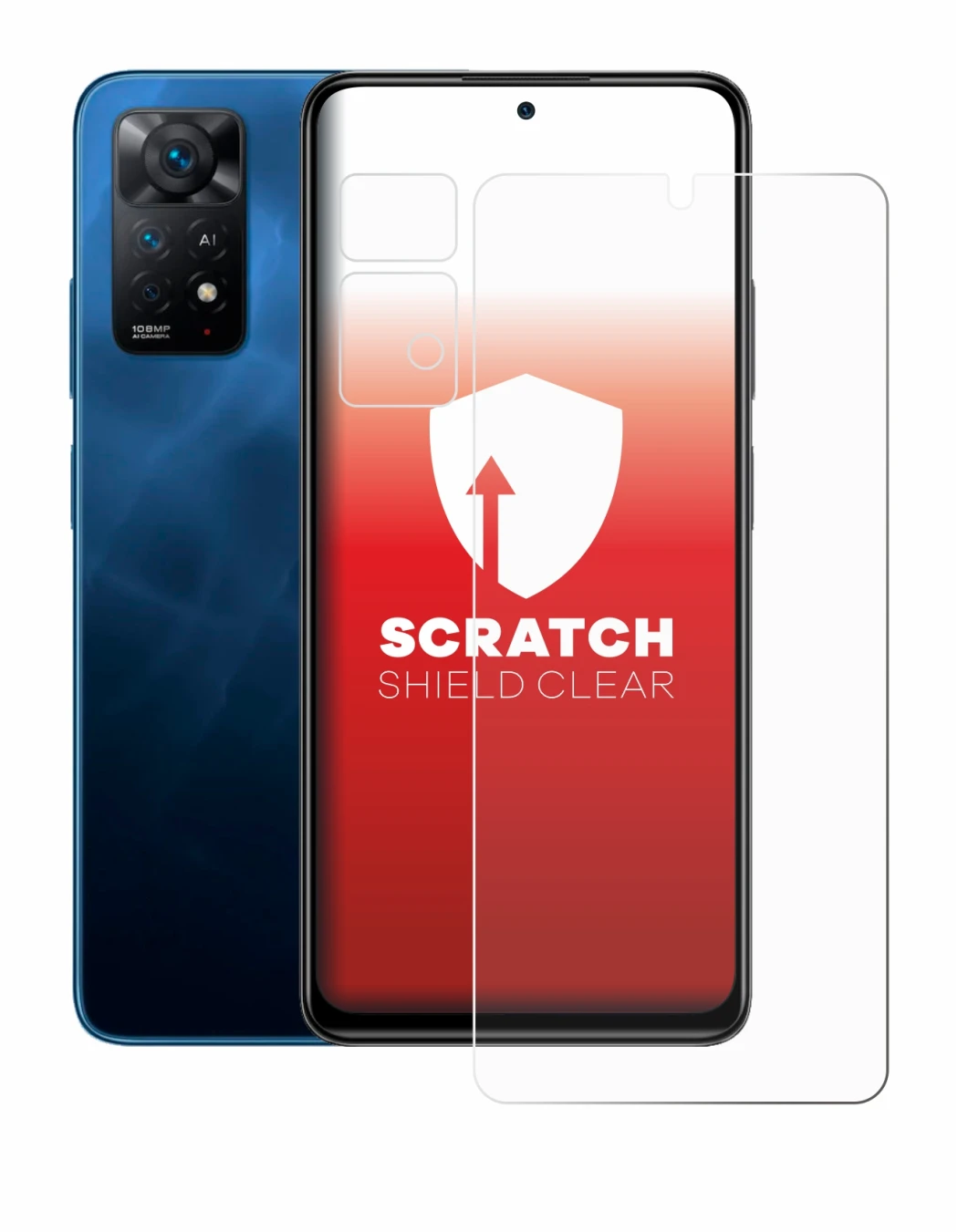 Abbildung des Geräts Xiaomi Redmi Note 11 Pro 5G (Display+Kamera) mit einer Vielzahl des Displayschutzes.