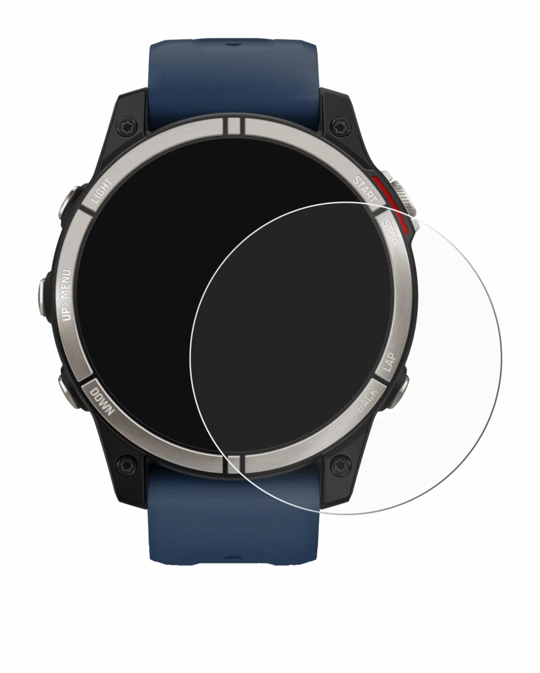 Abbildung des Geräts Garmin quatix 7 mit einer Vielzahl des Displayschutzes.