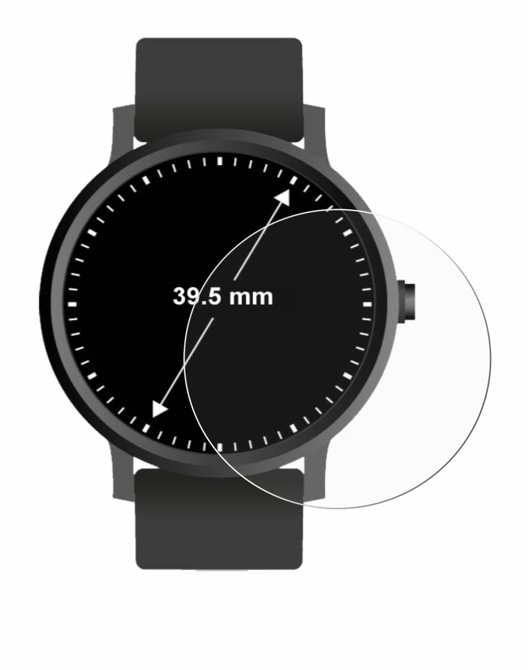 Abbildung des Geräts Armbanduhren (Kreisrund, ø: 39.5 mm) mit einer Vielzahl des Displayschutzes.