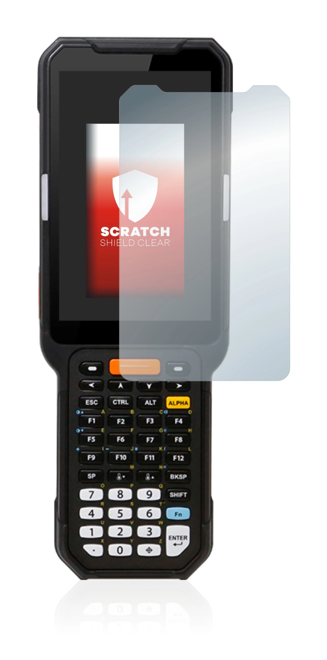 Abbildung des Geräts Point Mobile PM451 mit einer Vielzahl des Displayschutzes.