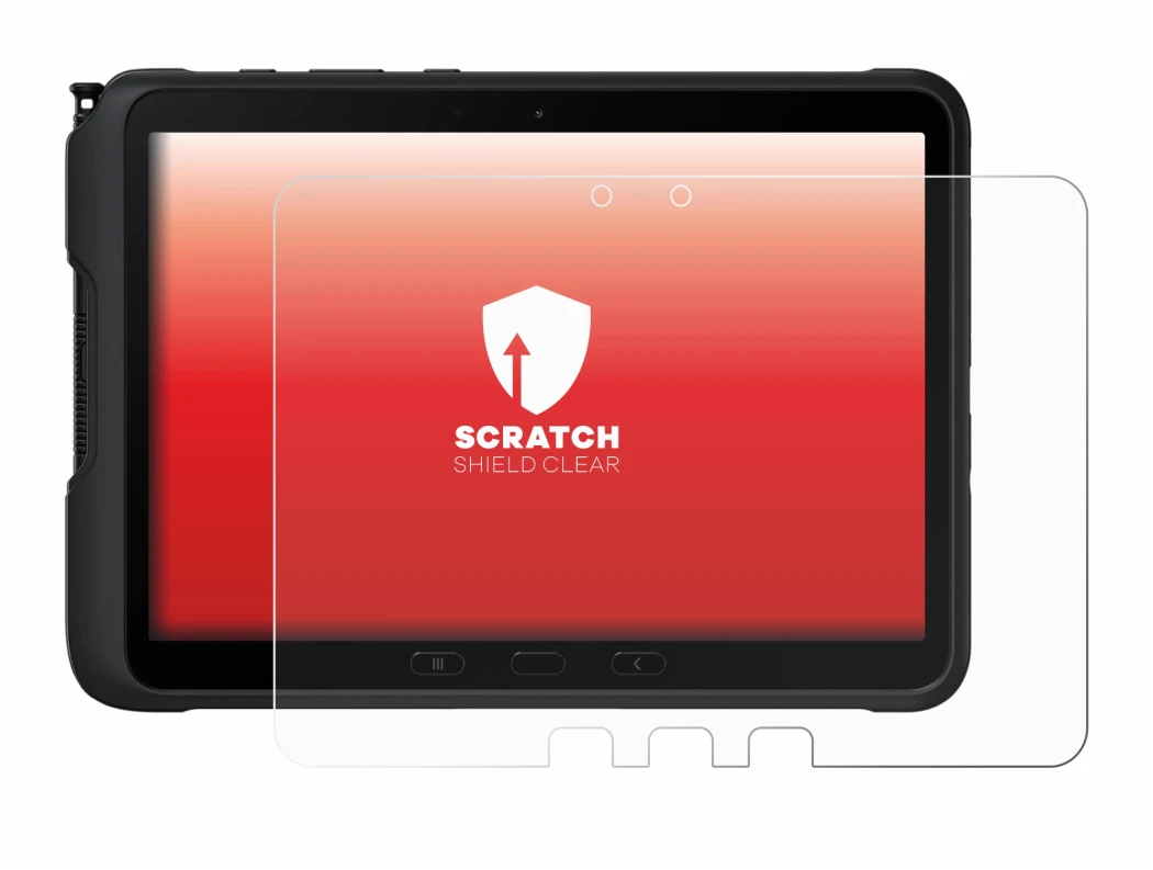Abbildung des Geräts Samsung Galaxy Tab Active 4 Pro mit einer Vielzahl des Displayschutzes.