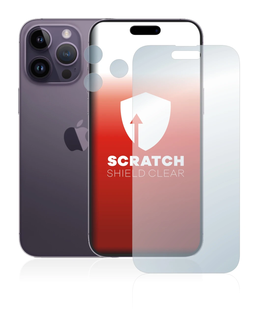 Abbildung des Geräts Apple iPhone 14 Pro Max (Display+Kamera) mit einer Vielzahl des Displayschutzes.