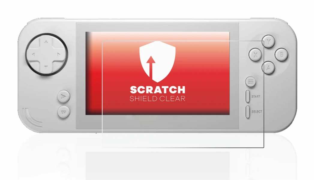 Abbildung des Geräts Evercade EXP mit einer Vielzahl des Displayschutzes.