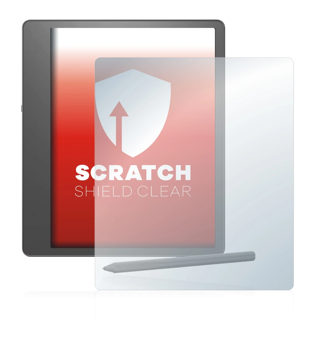 Abbildung des Geräts Amazon Kindle Scribe mit einer Vielzahl des Displayschutzes.