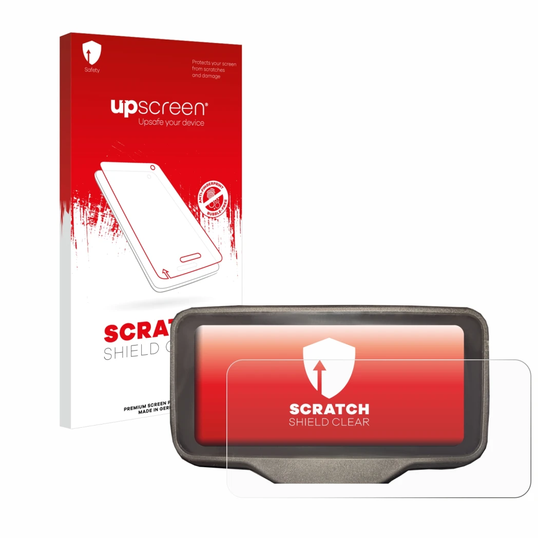 Vorderseite einer Produktverpackung mit dem Markenlogo upscreen. Daneben ist das Gerät Horwin SK3 mit dem zugehörigen Displays