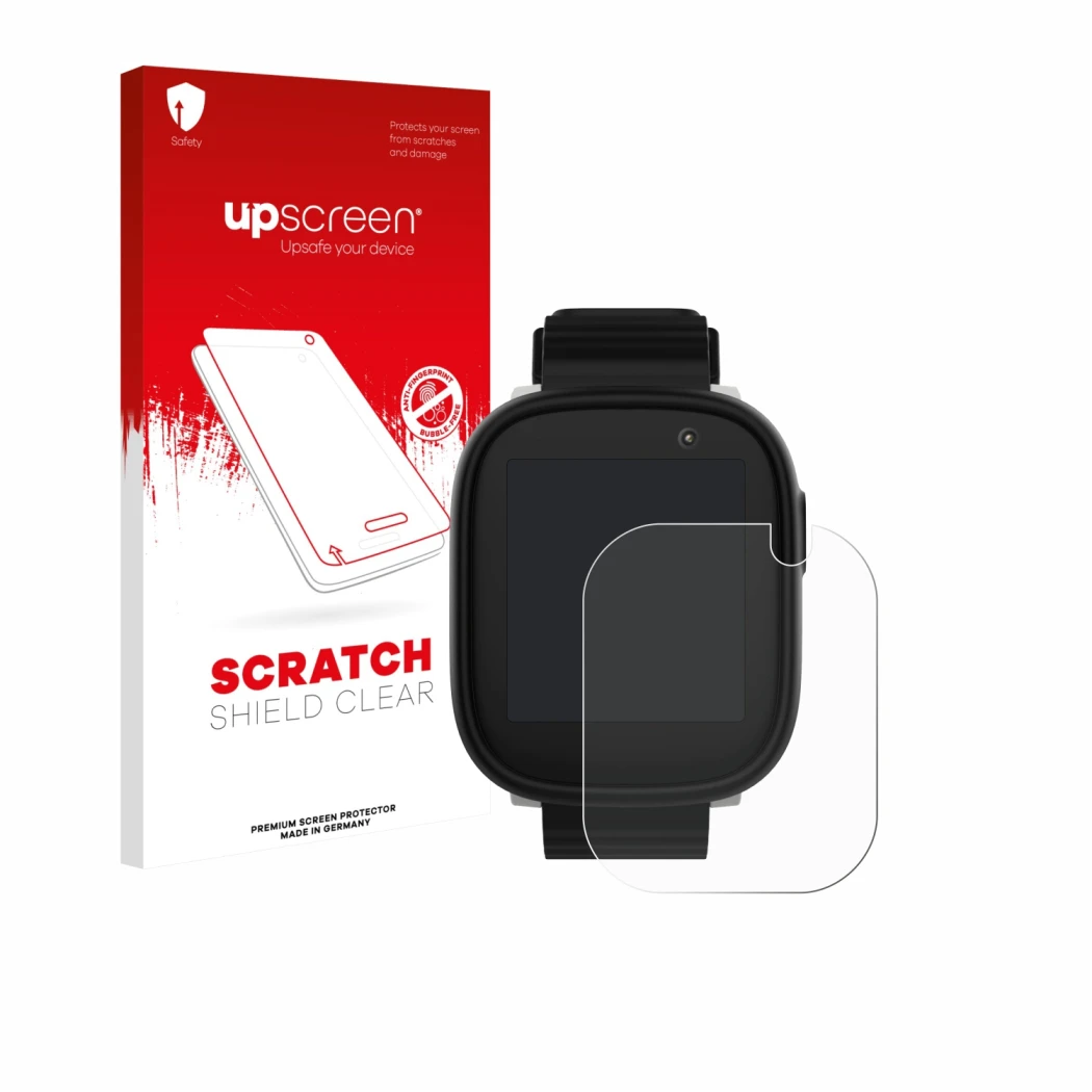 Vorderseite einer Produktverpackung mit dem Markenlogo upscreen. Daneben ist das Gerät Xplora X6 Play 2022 (1. Generation) mit