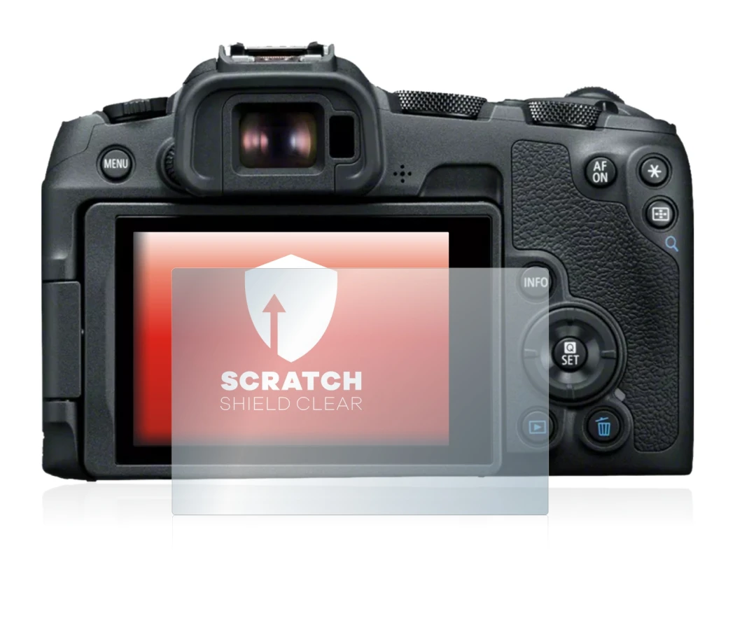 Abbildung des Geräts Canon EOS R8 mit einer Vielzahl des Displayschutzes.