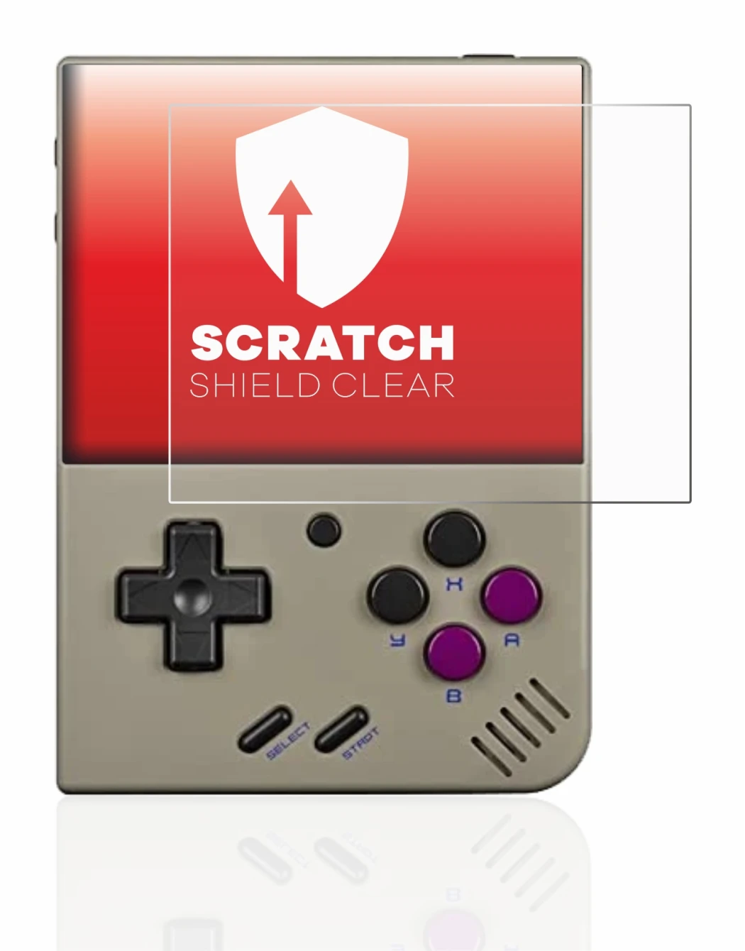 Abbildung des Geräts Miyoo Mini Plus mit einer Vielzahl des Displayschutzes.