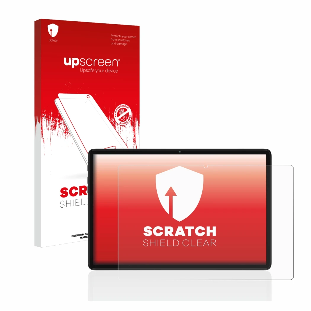 Vorderseite einer Produktverpackung mit dem Markenlogo upscreen. Daneben ist das Gerät Teclast P40HD mit dem zugehörigen Displ