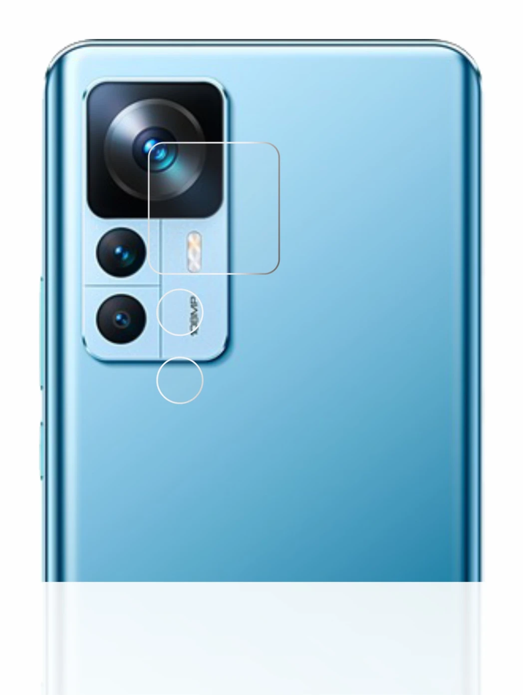 Abbildung des Geräts Xiaomi 12T (NUR Kameraschutz) mit einer Vielzahl des Displayschutzes.