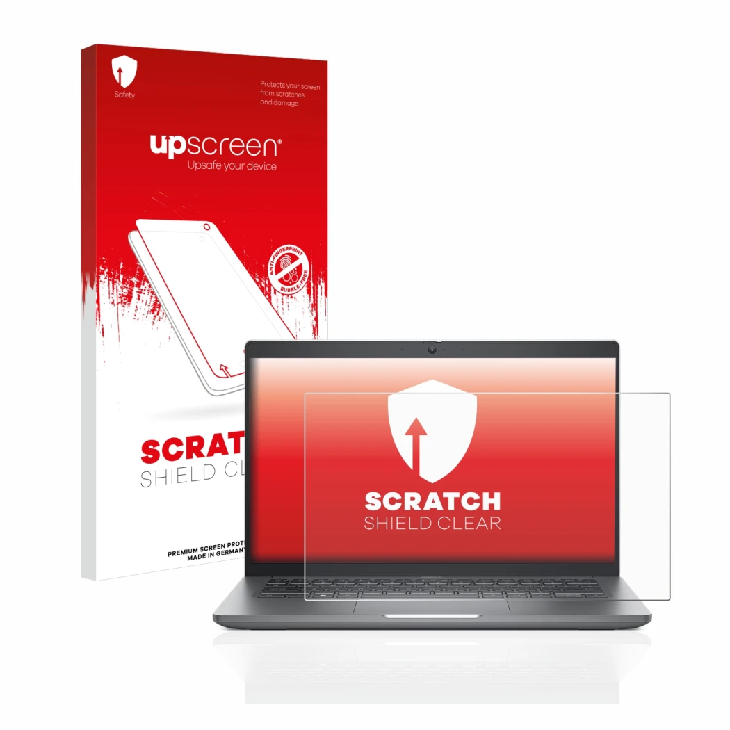 Vorderseite einer Produktverpackung mit dem Markenlogo upscreen. Daneben ist das Gerät Dell Latitude 5440 mit dem zugehörigen 