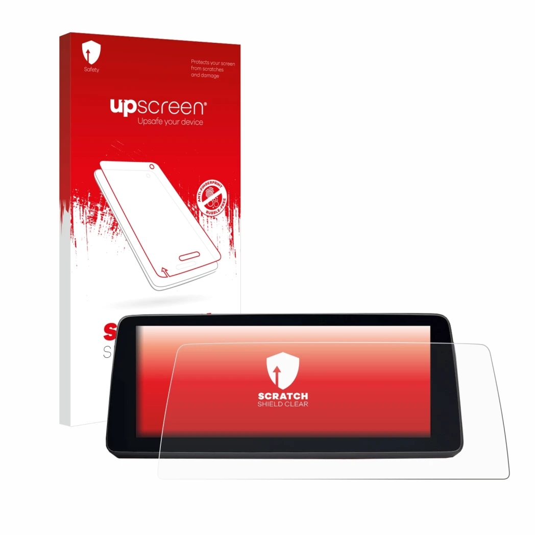 Vorderseite einer Produktverpackung mit dem Markenlogo upscreen. Daneben ist das Gerät BMW 5 G30/G31 2017-2019 mit dem zugehör