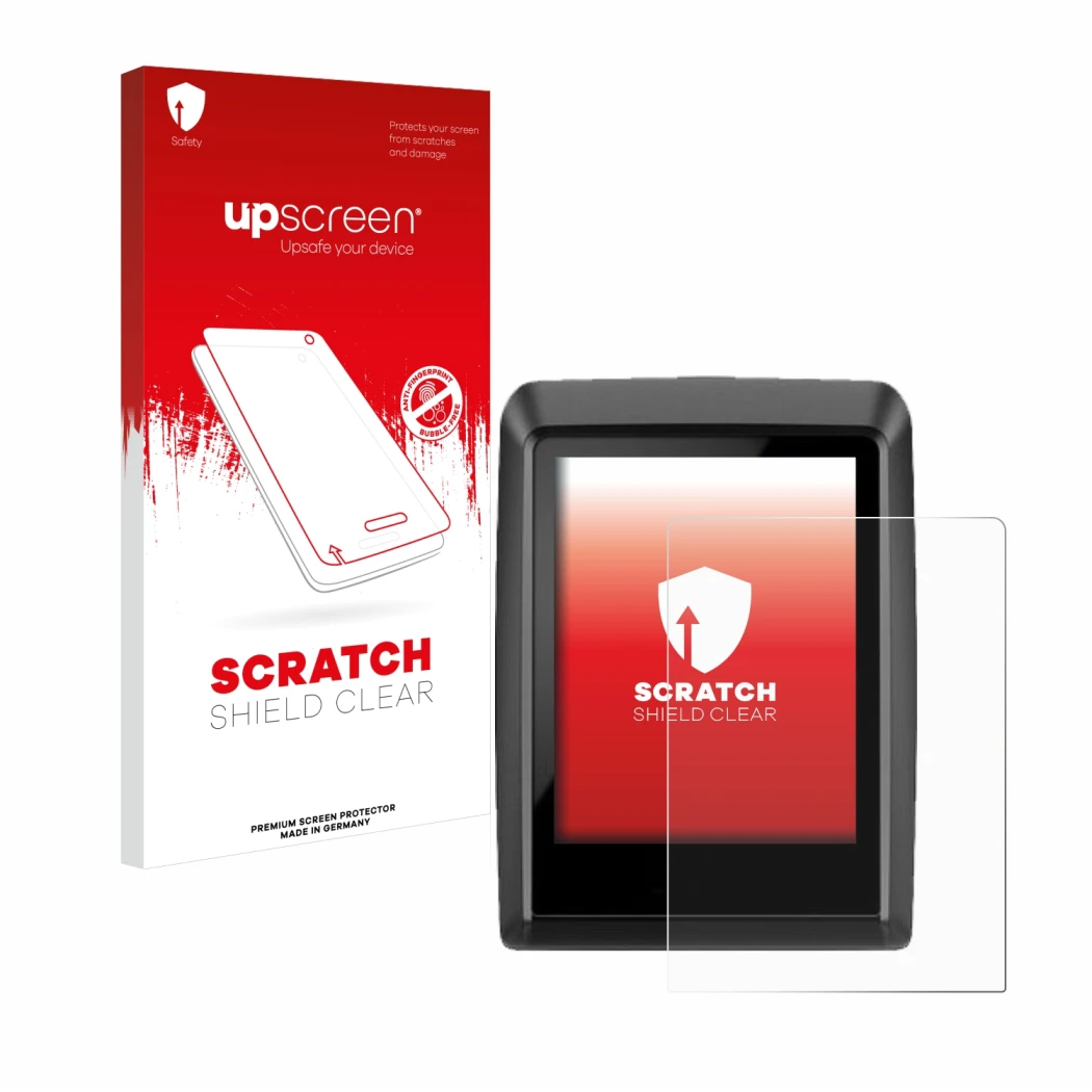Vorderseite einer Produktverpackung mit dem Markenlogo upscreen. Daneben ist das Gerät Bosch Kiox 500 mit dem zugehörigen Disp