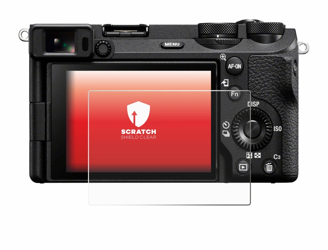 Abbildung des Geräts Sony Alpha 6700 mit einer Vielzahl des Displayschutzes.