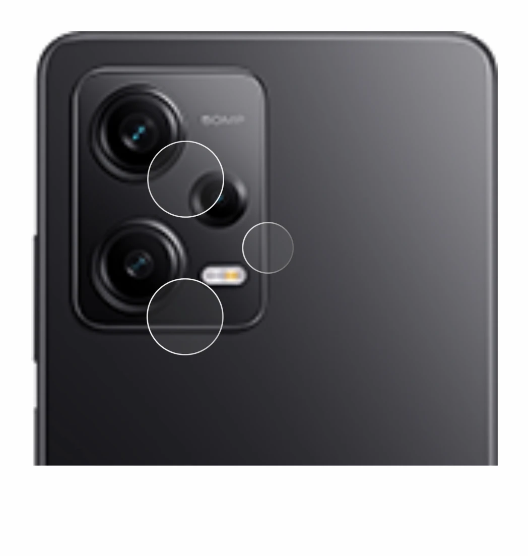 Abbildung des Geräts Xiaomi Redmi Note 12 Pro 5G (NUR Kameraschutz) mit einer Vielzahl des Displayschutzes.