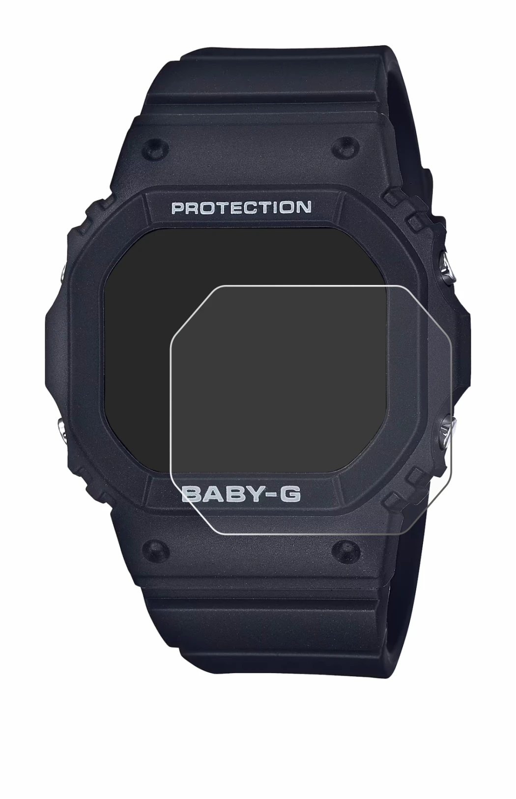 Abbildung des Geräts Casio Baby-G BGD-565 mit einer Vielzahl des Displayschutzes.