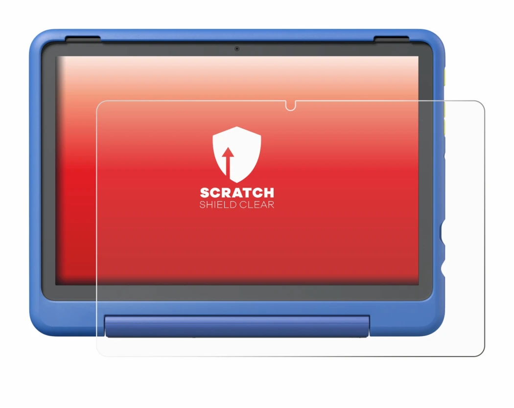 Abbildung des Geräts Amazon Fire HD 10 Kids Pro 2023 mit einer Vielzahl des Displayschutzes.