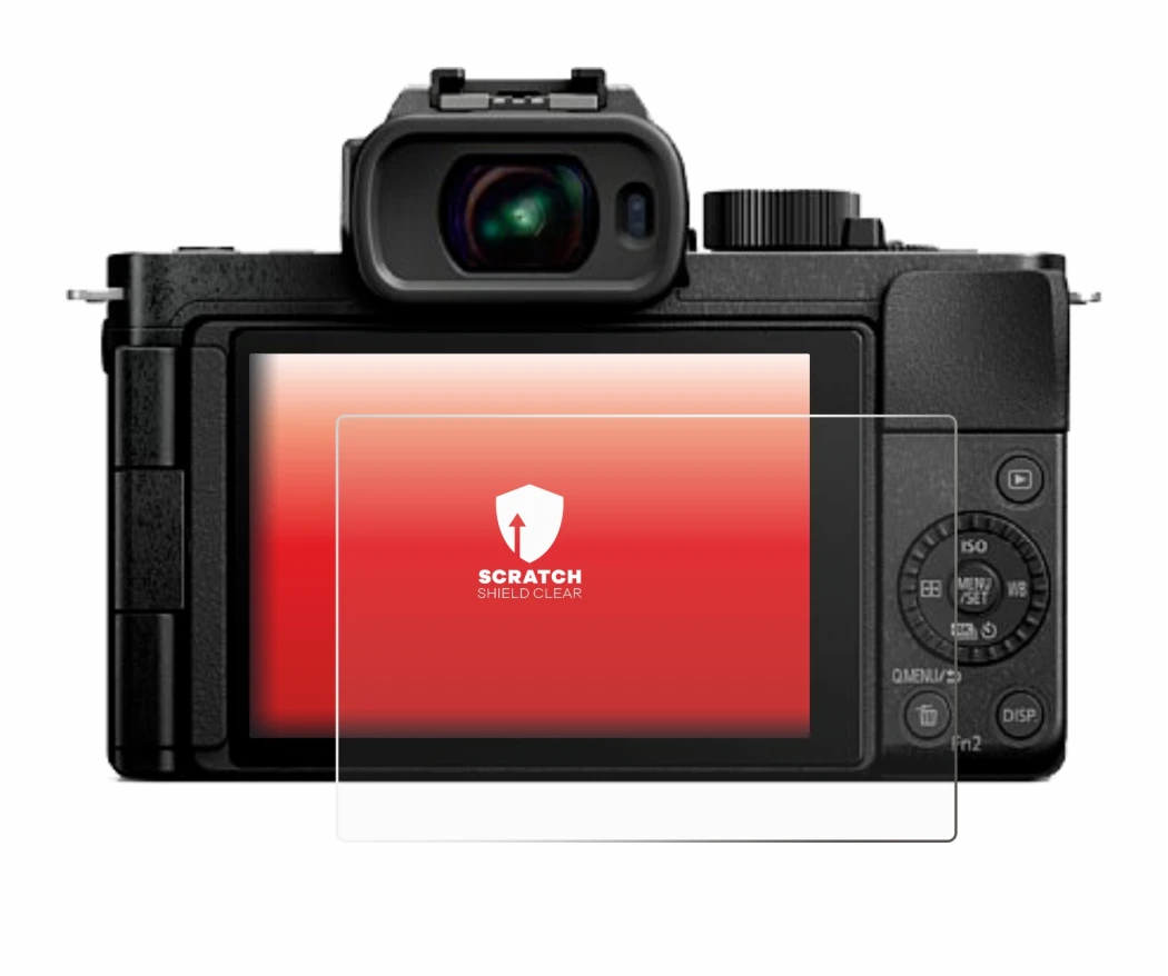 Abbildung des Geräts Panasonic Lumix DC-G100D mit einer Vielzahl des Displayschutzes.
